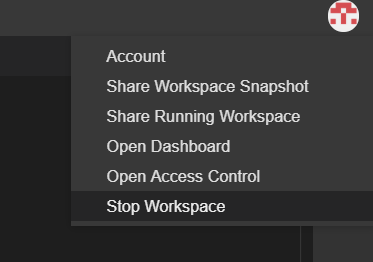 GitPod menu to stop the workspace.