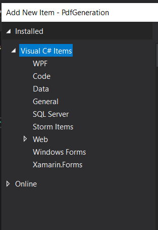 Add new item in Xamarin Project in Visual Studio