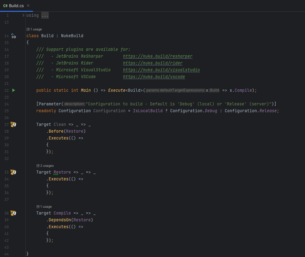 Buidl code file with the build steps opened in the IDE.