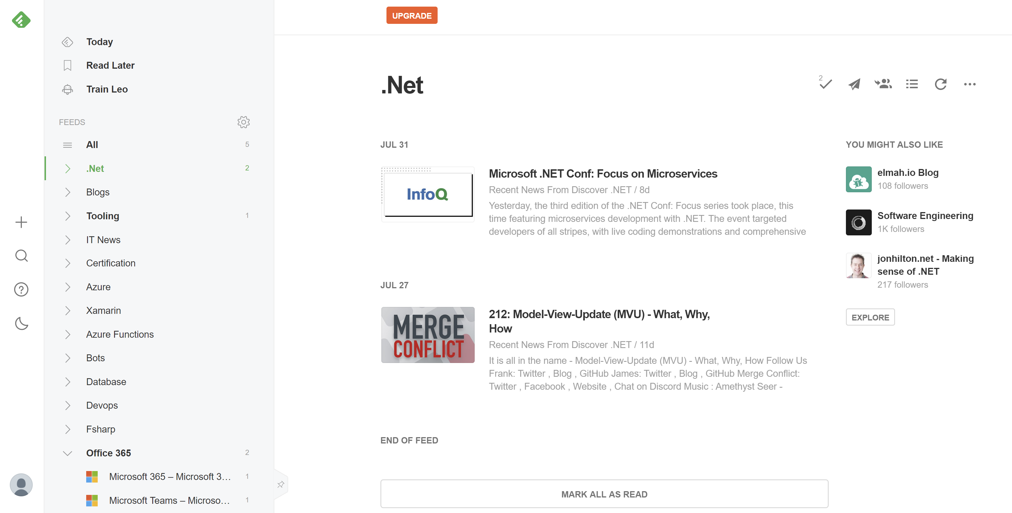 Feedly screenshots with different RSS feeds displayed.