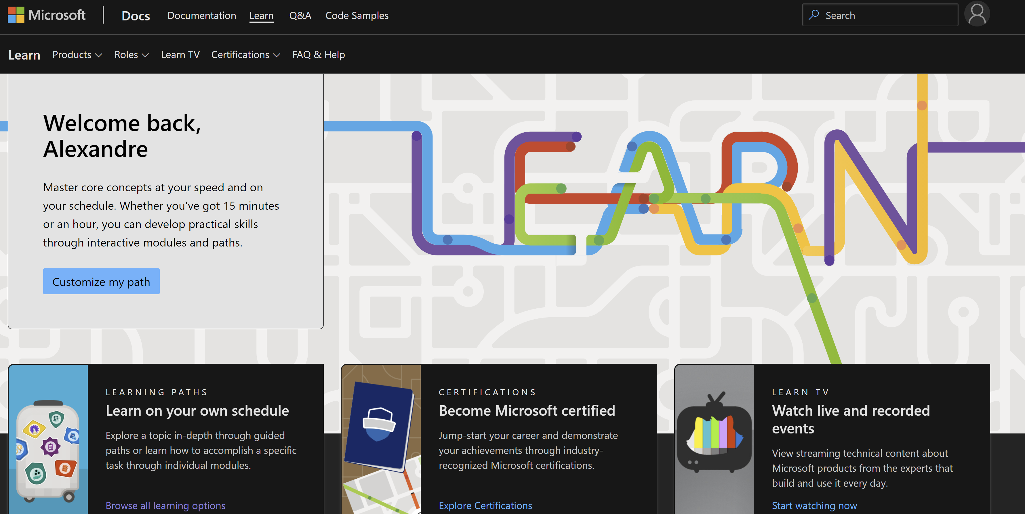 Microsoft Learn website.