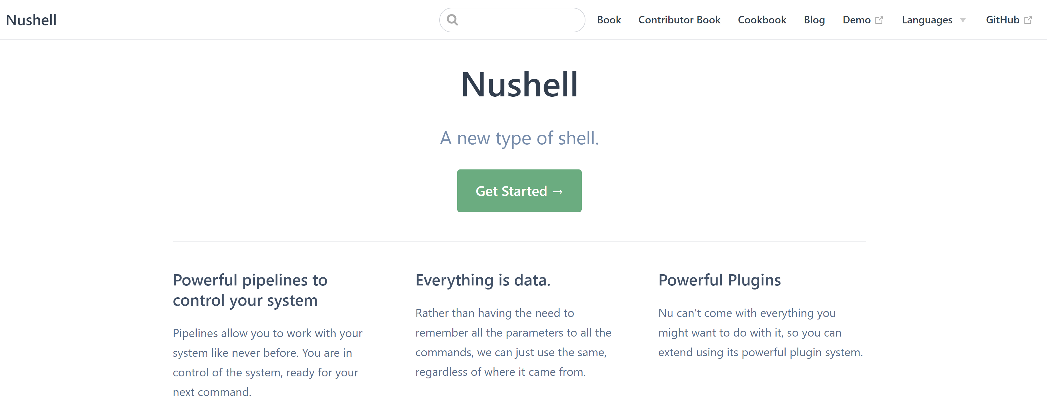 Nushell documentation page.