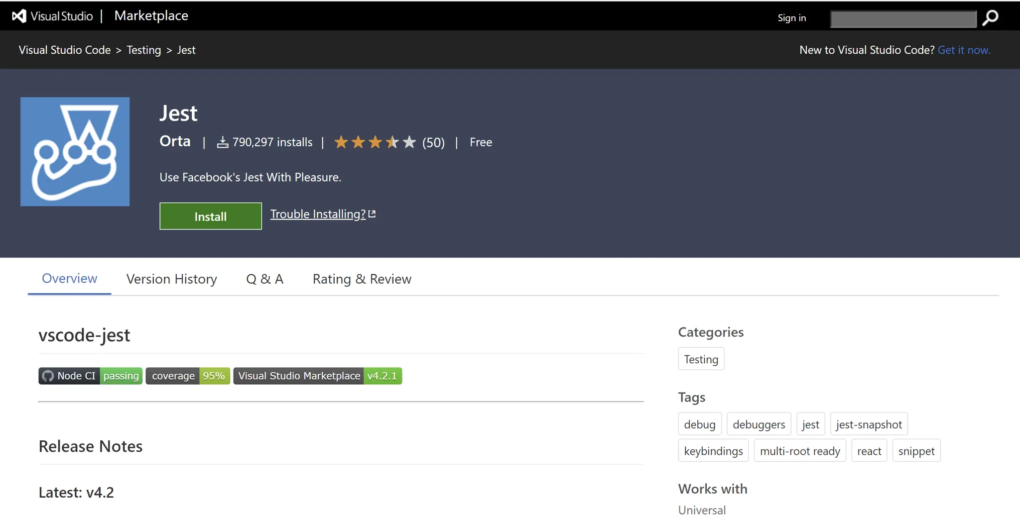 Jest vscoe extension.